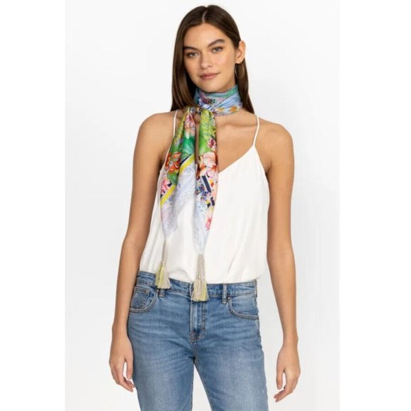 Johnny Was Cozumel Favorite Swing Tee Shirt Floral Butterfly Top Violet Green NW - Picture 16 of 16